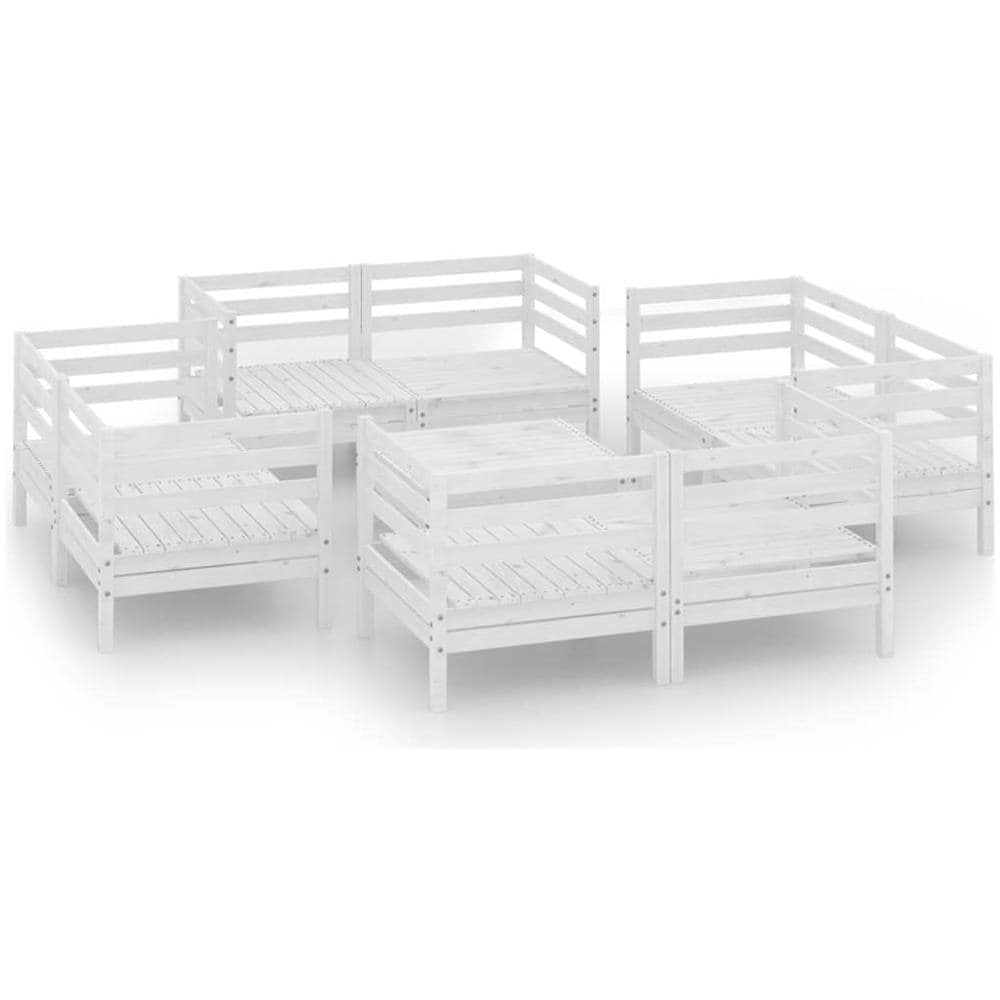 Set Divani Da Giardino 9 Pz Bianco In Legno Massello Di Pino - Foto 1
