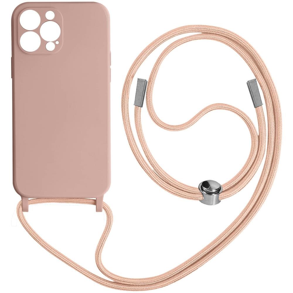 Cover Semirigida Per Iphone 13 Pro Max Cordino Nylon 80 Cm Rosa Chiaro - Foto 1