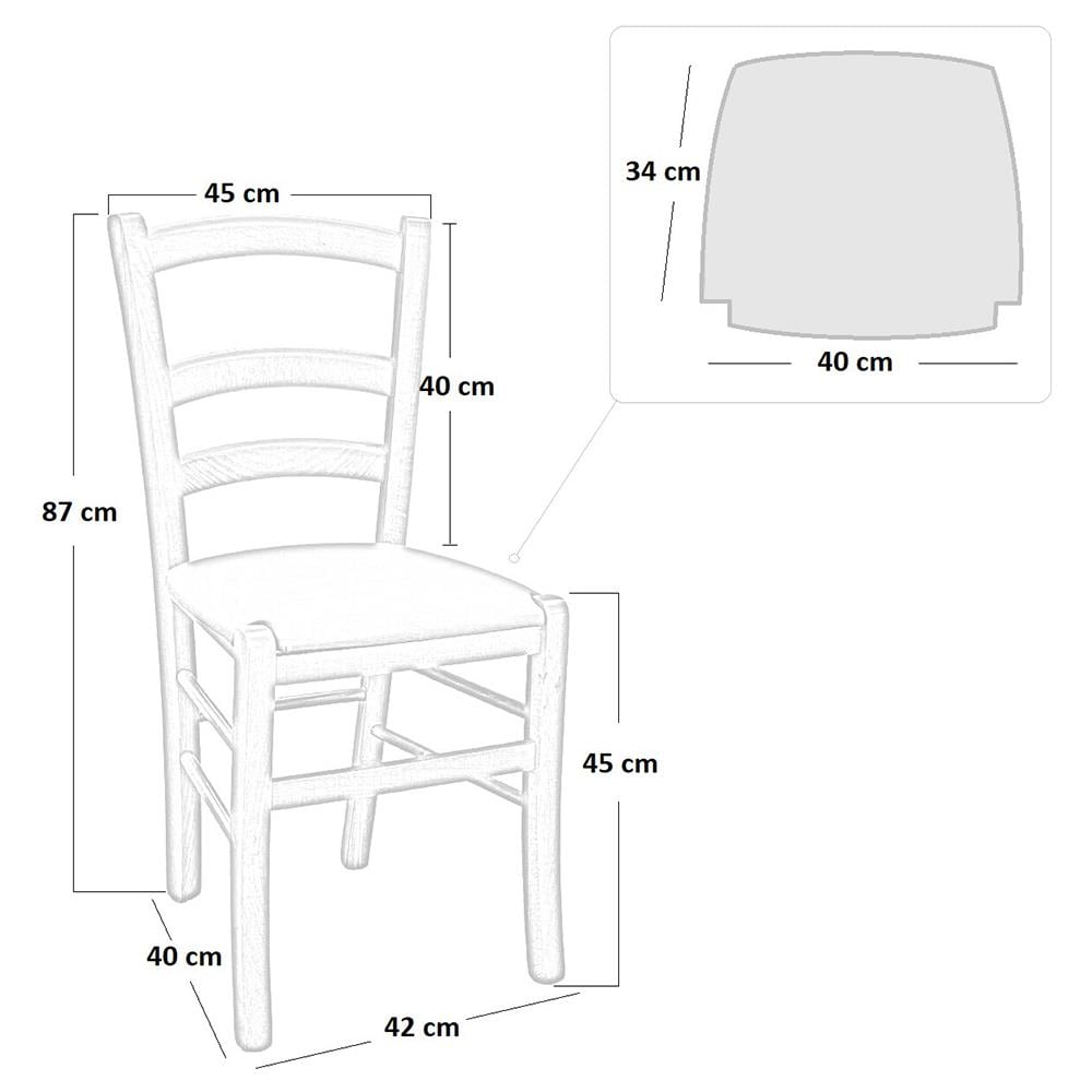Sedia Legno Venezia Color Ciliegio Con Seduta Similpelle Imbottita Beige - Foto 2