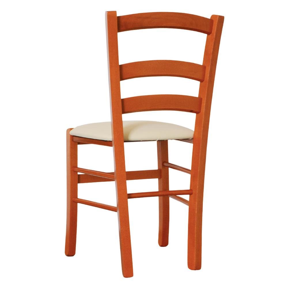 Sedia Legno Venezia Color Ciliegio Con Seduta Similpelle Imbottita Beige - Foto 5
