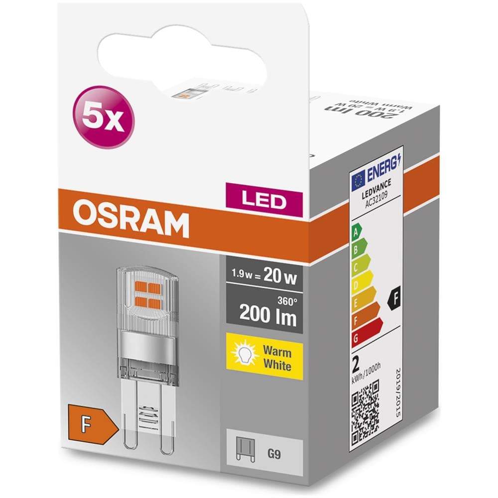 Stella Pin Lampada Led, G9-base Vetro Trasparente, bianco Caldo (2700k), 470 Lumen, Sostituzione Delle Lampade 40w, Non Dimmerabile, 5-confezione - Foto 2