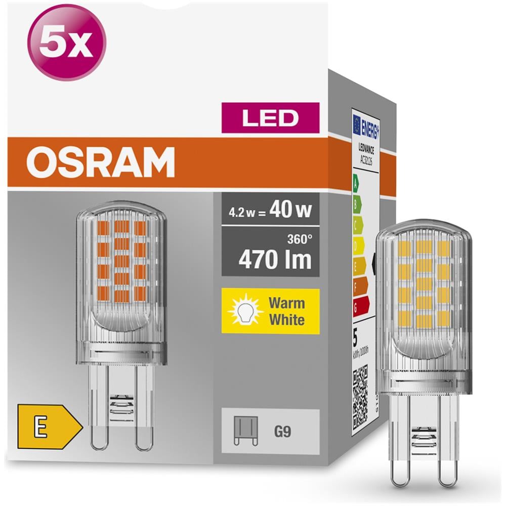 Stella Pin Lampada Led, G9-base Vetro Trasparente, bianco Caldo (2700k), 470 Lumen, Sostituzione Delle Lampade 40w, Non Dimmerabile, 5-confezione - Foto 6