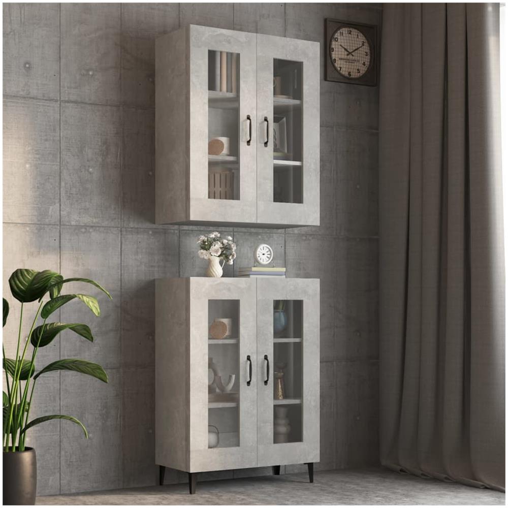 Armadietto Pensile A Parete Grigio Cemento 69,5x34x90 Cm - Foto 1