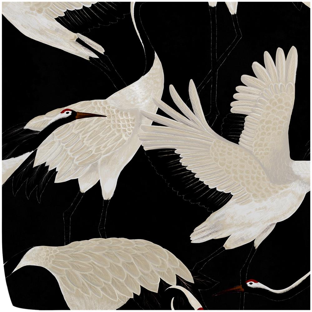 Carta Da Parati Aironi Neri In Fogli Di Vera Carta Vegana, Made In Italy, 200x280cm, 5,5mq - Foto 1
