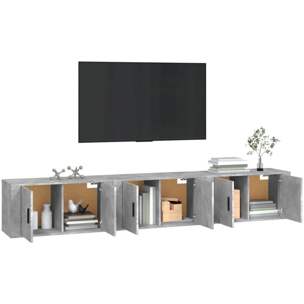 Mobili Porta Tv A Parete 3 Pz Grigio Cemento 80x34,5x40 Cm - Foto 1