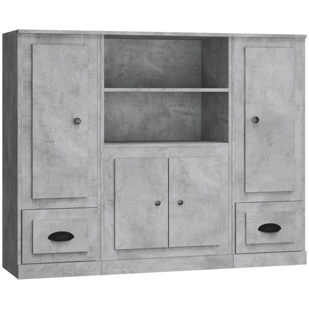 Credenze 3 pz Grigio Cemento in Legno Multistrato - Foto 2