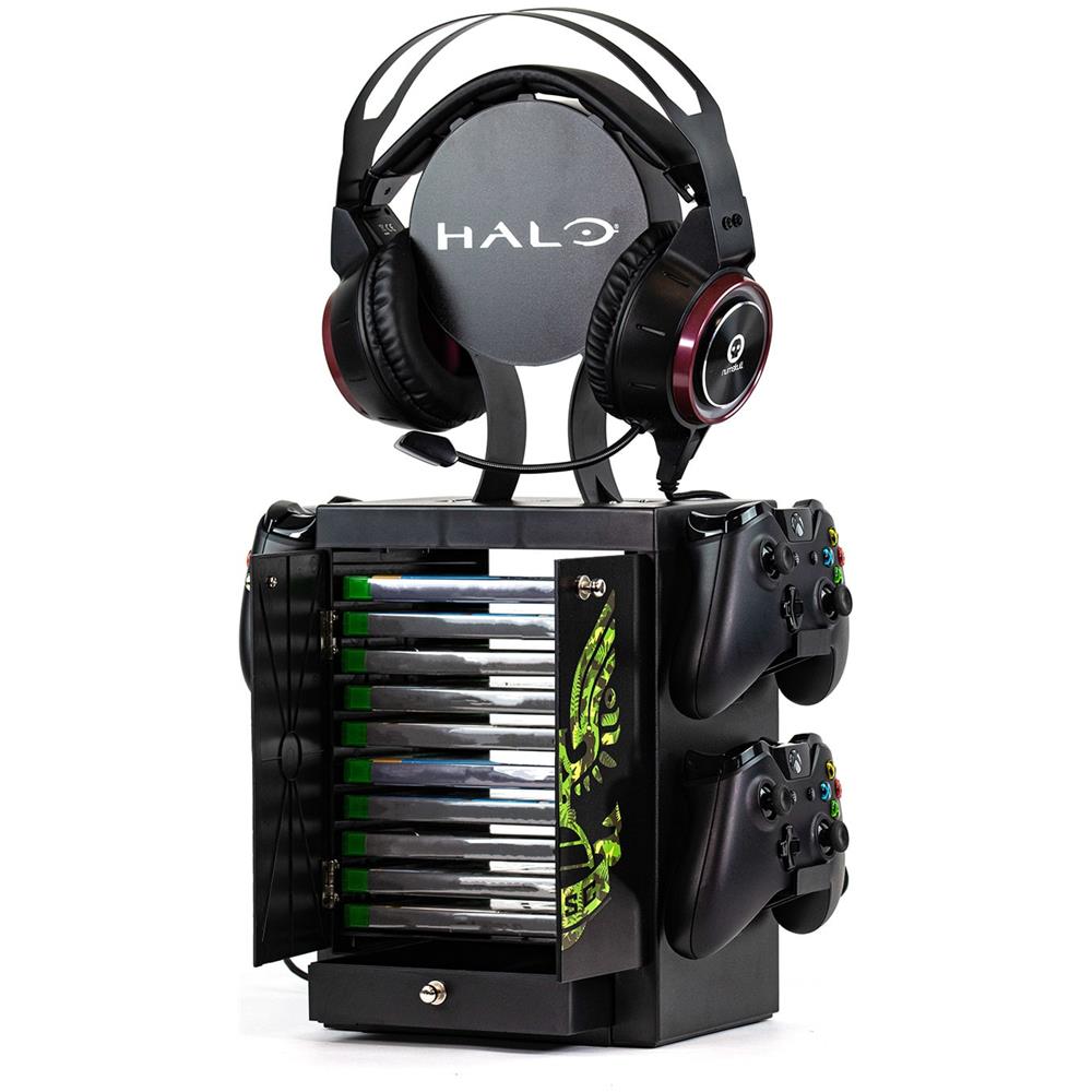 Halo - Logo Unsc Armadietto Da Gioco Ufficiale Per 4 Controller - 10 Giochi - 1 Auricolare - Foto 1