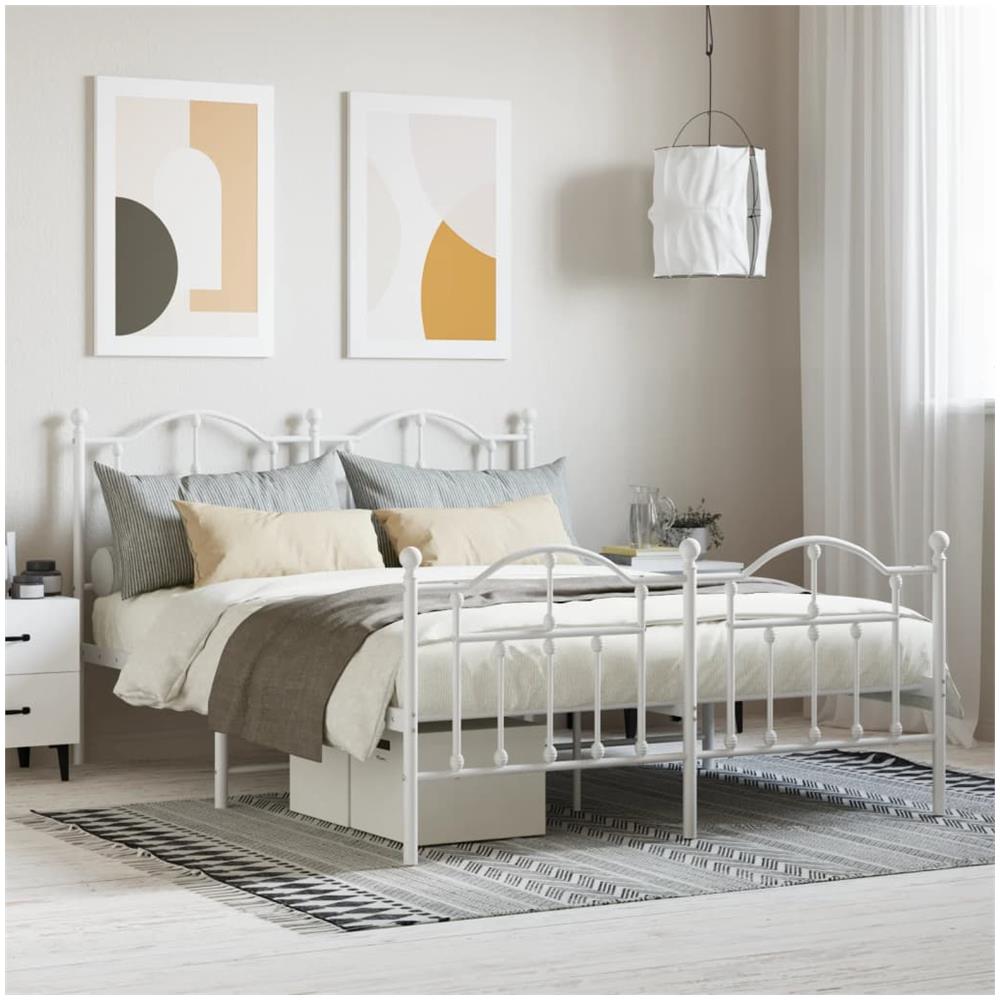 Giroletto Con Testiera E Pediera Metallo Bianco 140x190 Cm - Foto 1