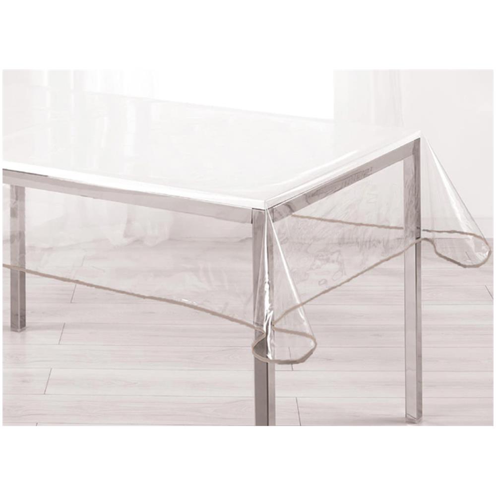 Tovaglia Antimacchia Plastificata Crystal PVC Trasparente Proteggi Tavolo Con Bordo 140x180 Trasparente - Foto 1