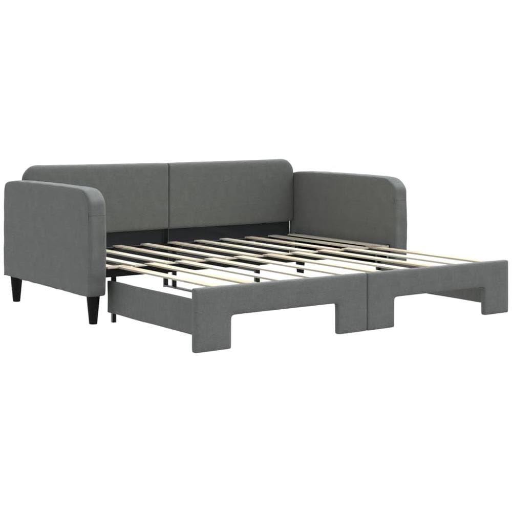Divano Letto Con Letto Estraibile Grigio Scuro 90x190cm Tessuto - Foto 2