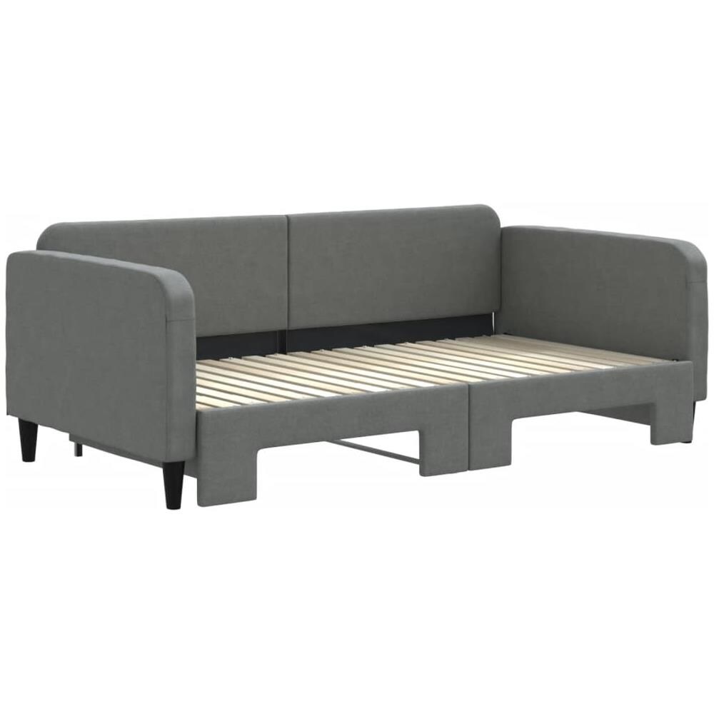 Divano Letto Con Letto Estraibile Grigio Scuro 90x190cm Tessuto - Foto 3
