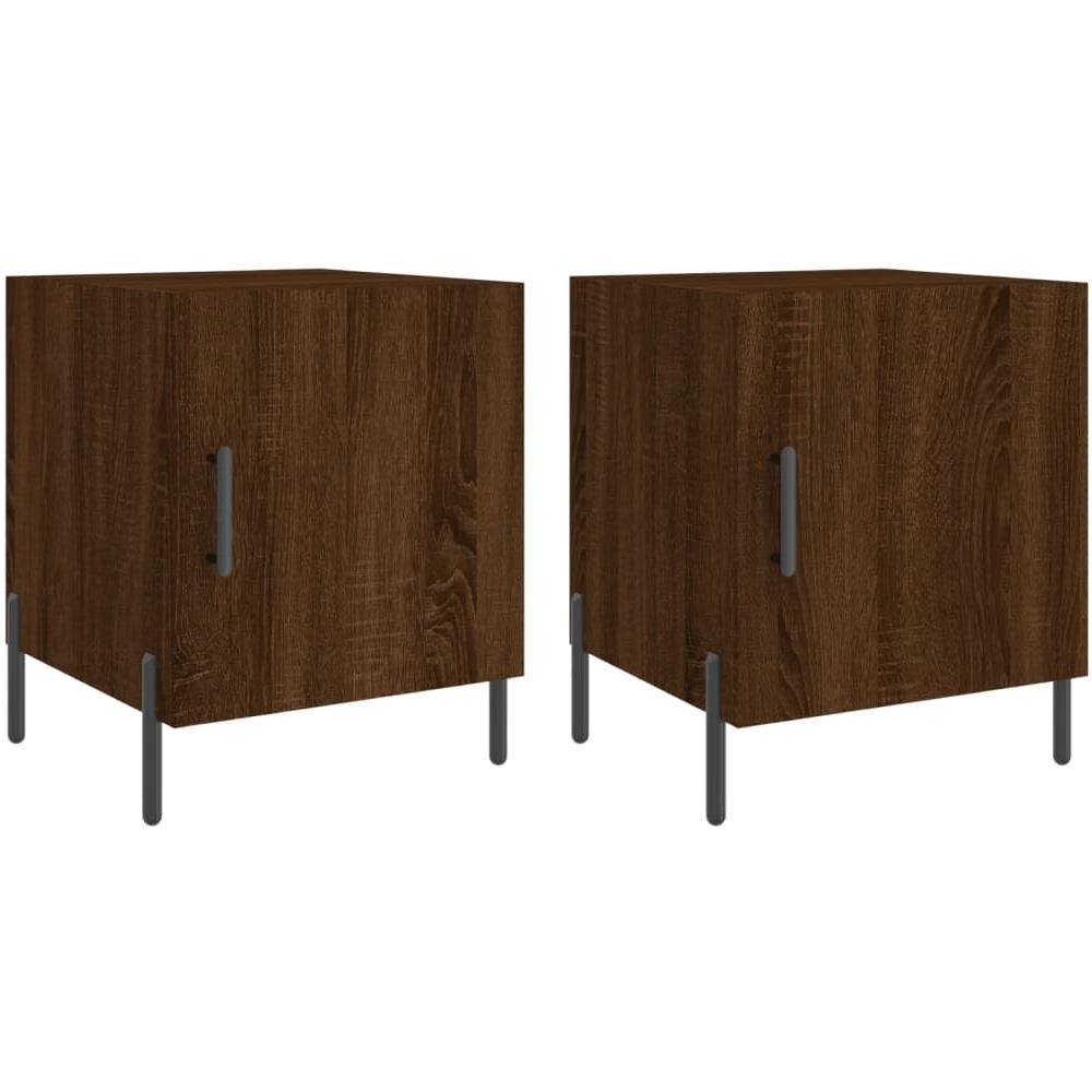 Comodini 2 Pz Rovere Marrone 40x40x50 Cm In Legno Multistrato - Foto 2