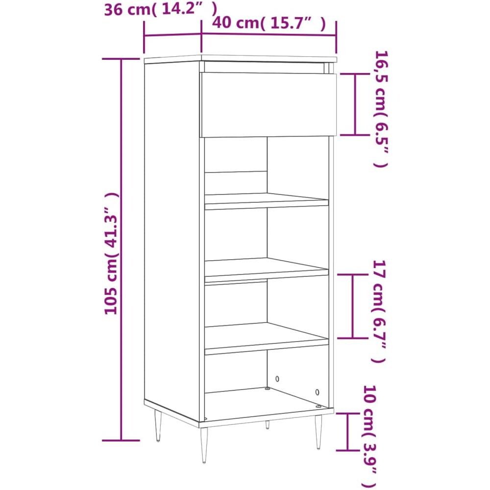 Scarpiera Grigio Cemento 40x36x105 Cm In Legno Multistrato - Foto 10