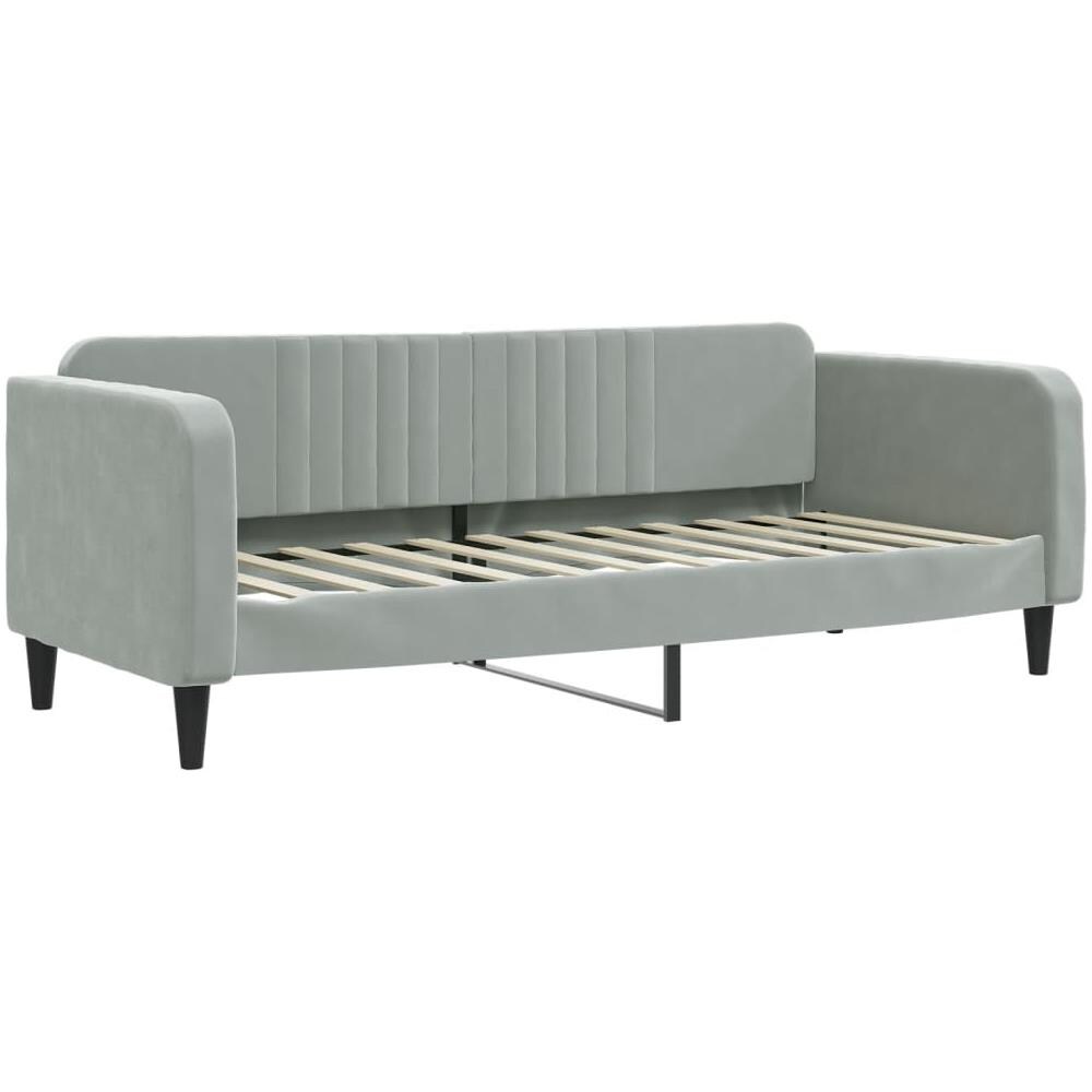Letto Da Giorno Grigio Chiaro 80x200 Cm In Velluto - Foto 1
