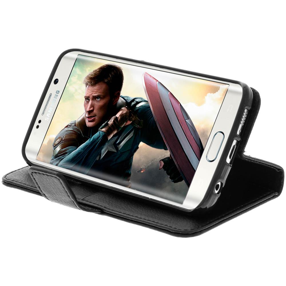 Custodia Portafoglio Stand Case Per Samsung Galaxy S6 Edge - Nera - Foto 10