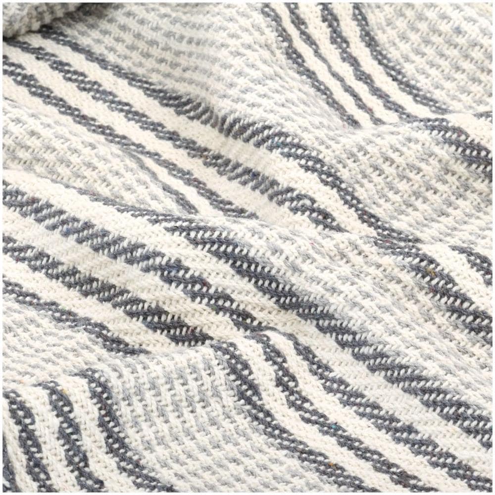 Copriletto in Cotone a Righe 220x250 cm Grigio e Bianco - Foto 2