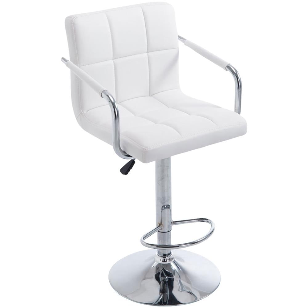 Sgabello Design Lucy V2 In Similpelle I Sedia Sgabello Con Schienale Girevole E Regolabile H 63-84 CM I Sedia Bar Con Braccioli Bianco - Foto 1