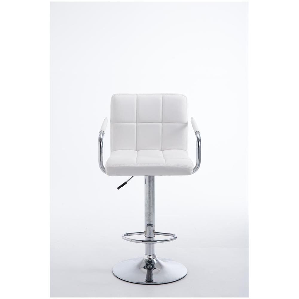 Sgabello Design Lucy V2 In Similpelle I Sedia Sgabello Con Schienale Girevole E Regolabile H 63-84 CM I Sedia Bar Con Braccioli Bianco - Foto 2