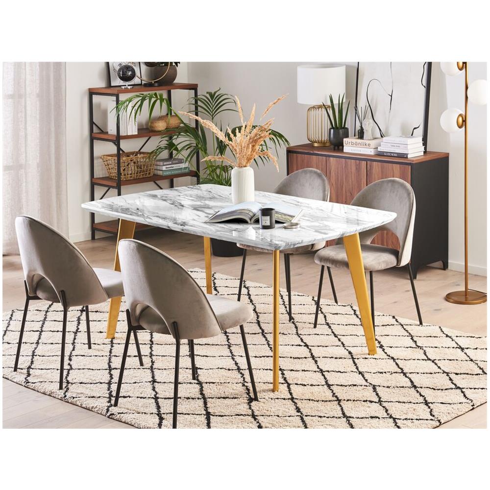 Tavolo Da Pranzo Estendibile 160/200 X 90 Cm Effetto Marmo Ed Oro Mosby - Foto 2
