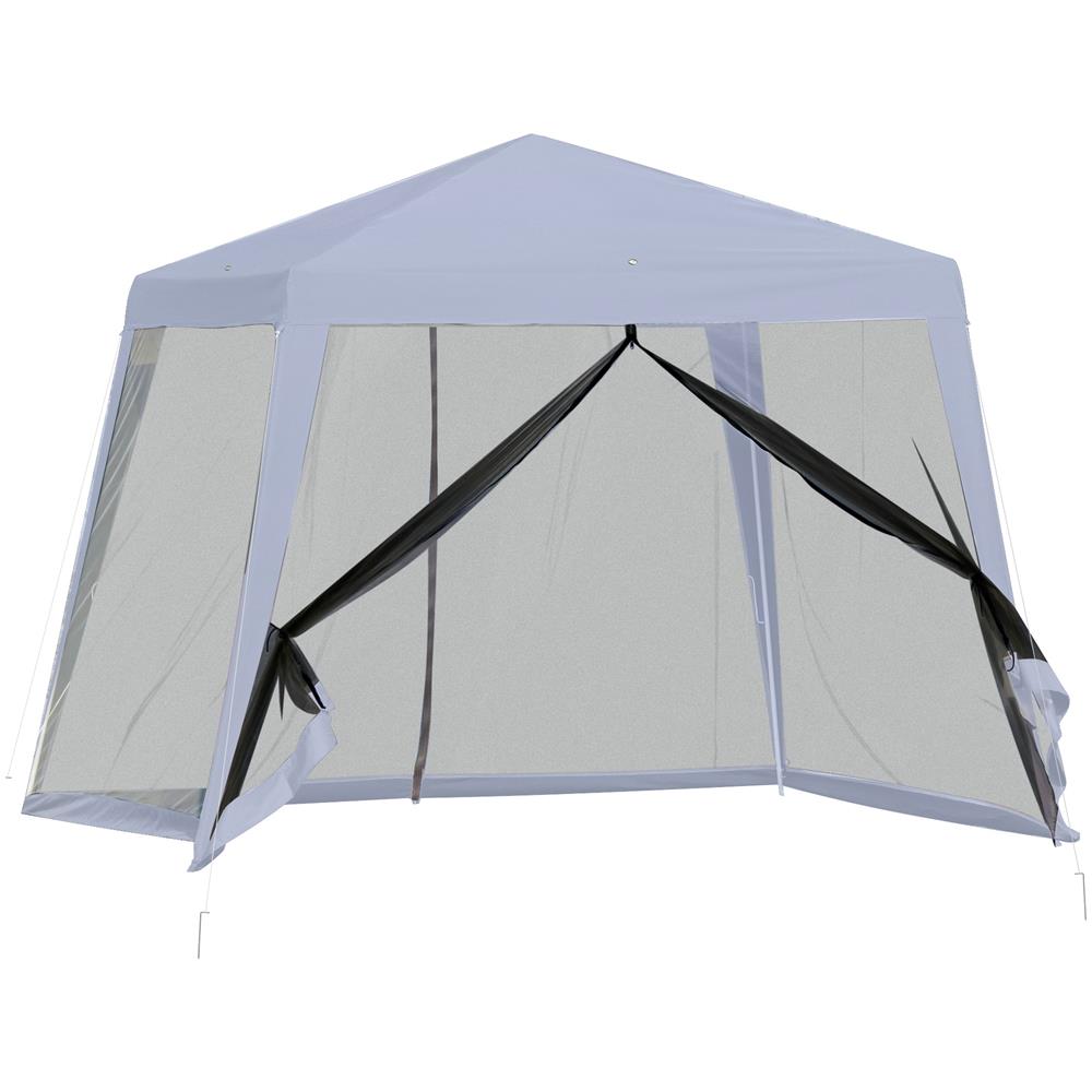 Gazebo Da Giardino 3x3m Con Zanzariera, Copertura In Poliestere E Struttura In Metallo, Grigio - Foto 1
