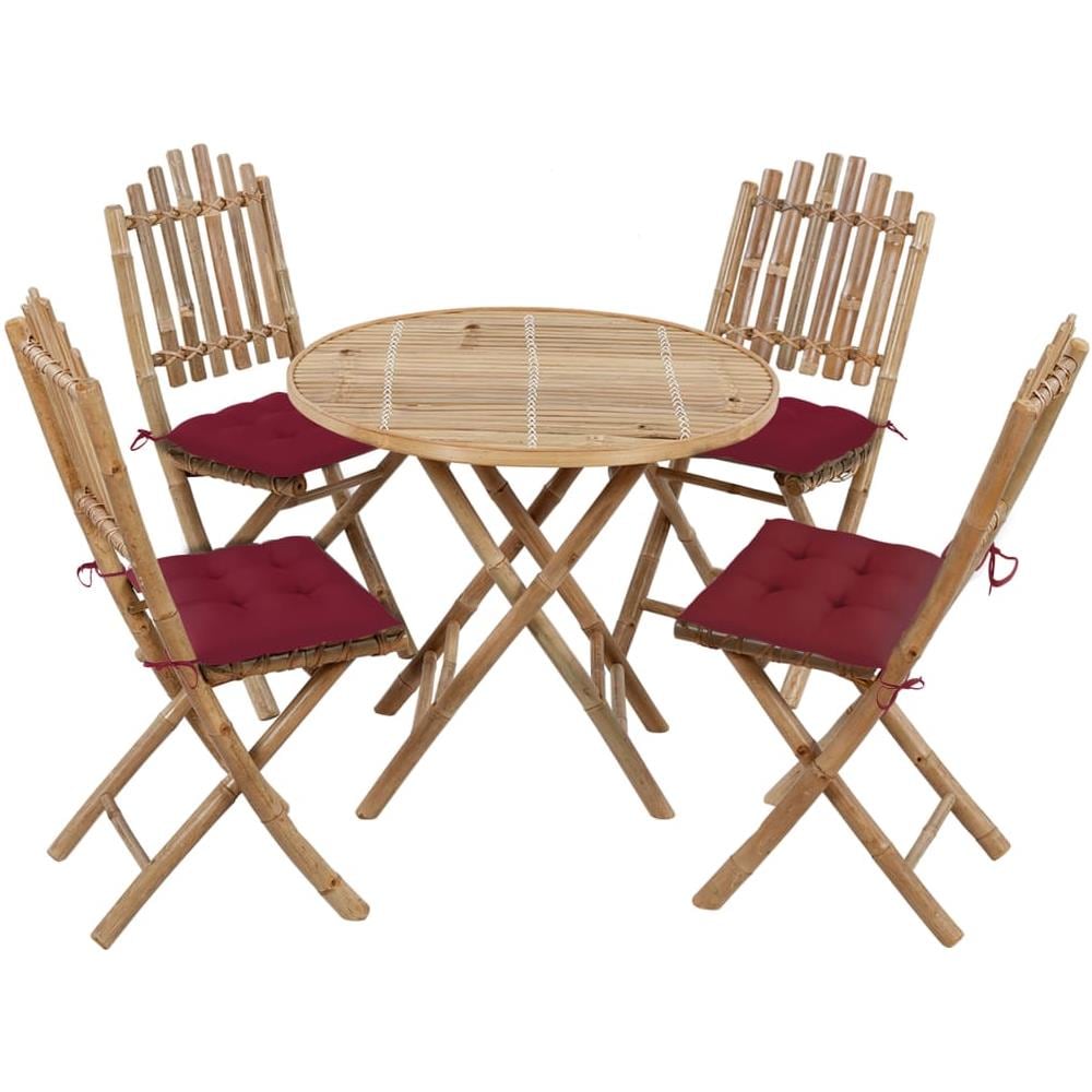 Set Da Pranzo Da Giardino 5 Pz Pieghevole Con Cuscini In Bamb? - Foto 1