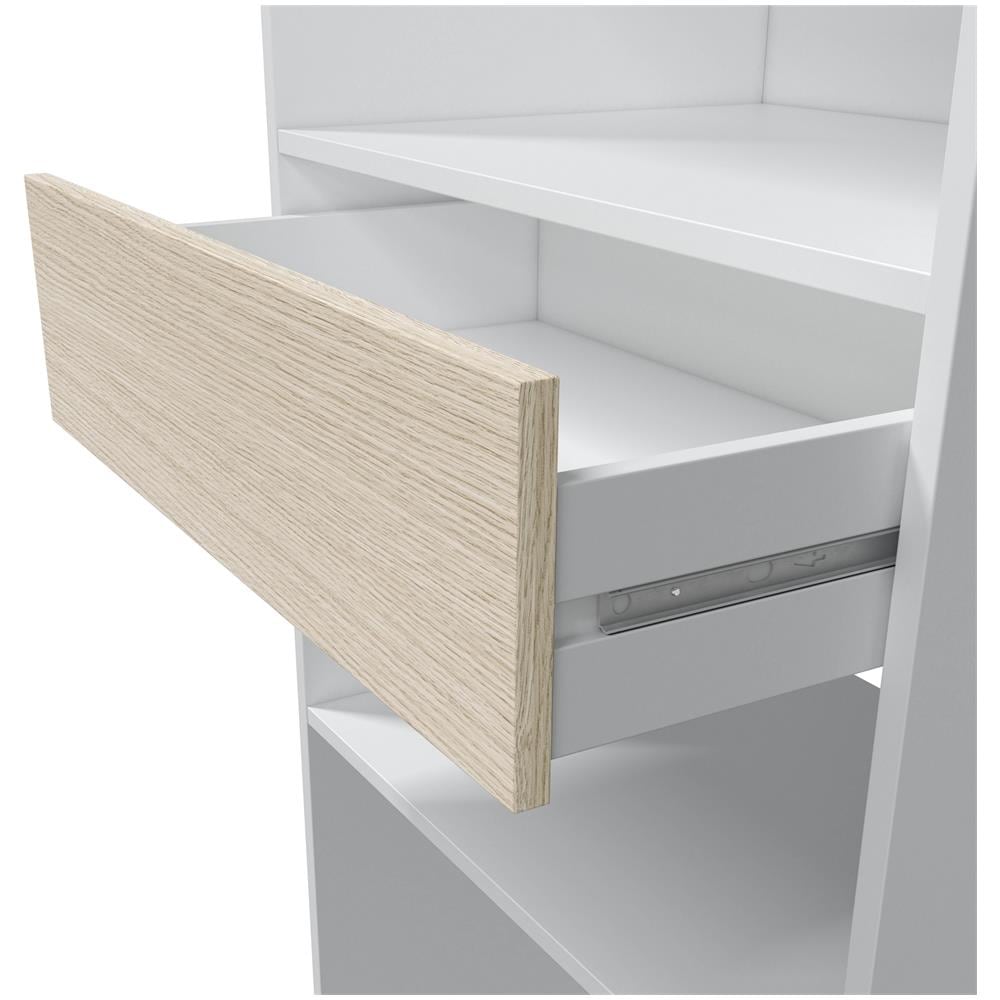 Armadio Guardaroba Aperto, Cabina Armadio, Con 5 Ripiani Aperti, 1 Cassetto E Due Barre Appendiabiti, Colore Bianco E Rovere, Cm 158 X 187 X 40 - Foto 5