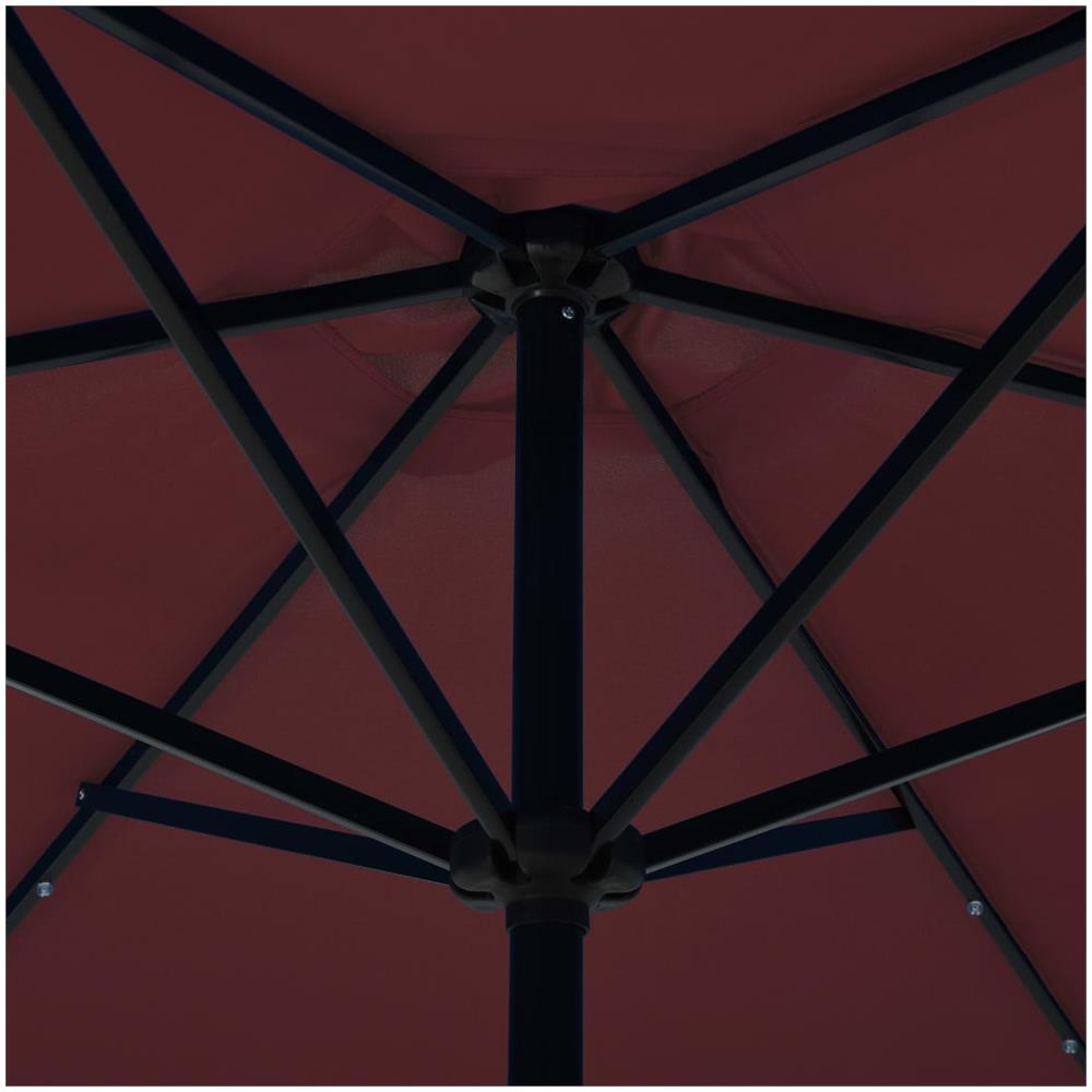 Ombrellone da Esterni con LED e Palo Acciaio 300 cm Rosso Bordò - Foto 2