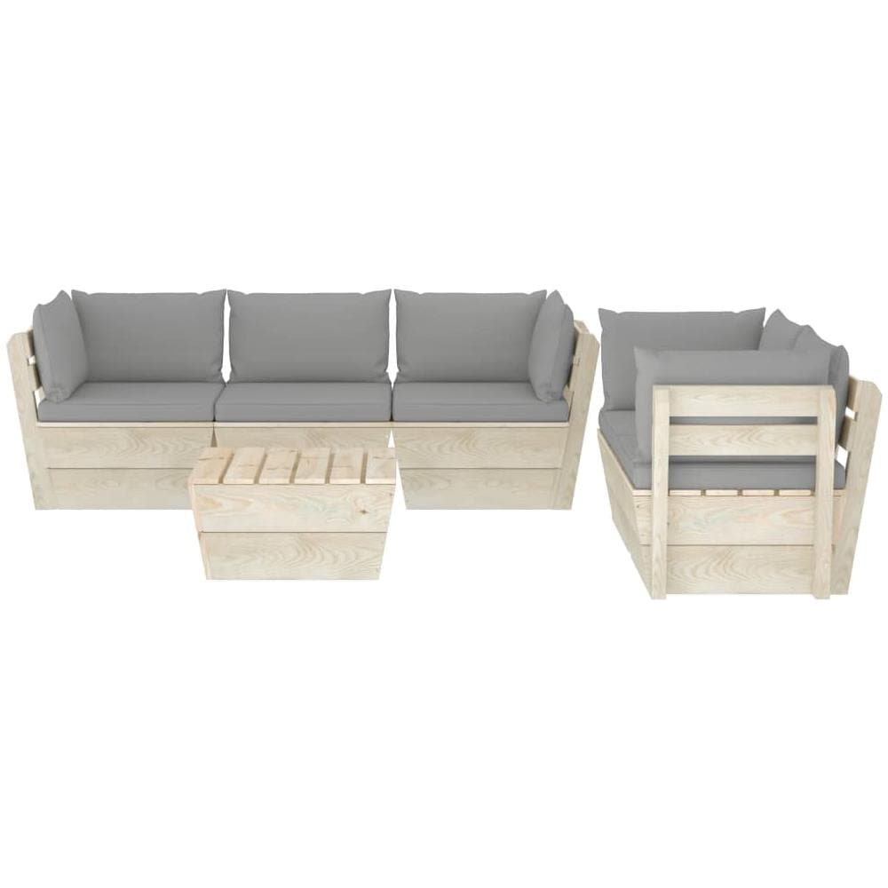 Set Divani da Giardino su Pallet 6 pz con Cuscini Legno Abete - Foto 2