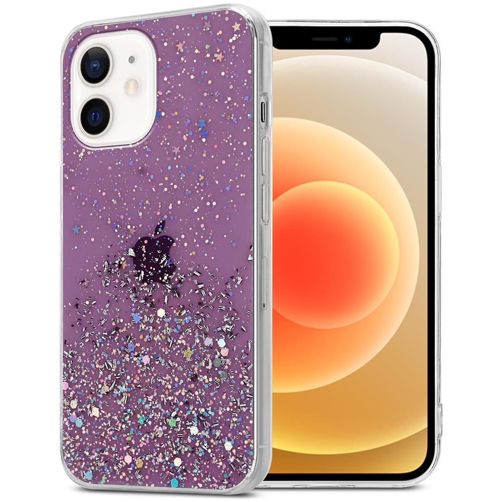 Custodia Compatibile Con Apple Iphone 12 Mini In Viola Con Glitter - Coperchio Protettivo In Silicone Tpu Flessibile Con Glitter Scintillanti - Foto 1