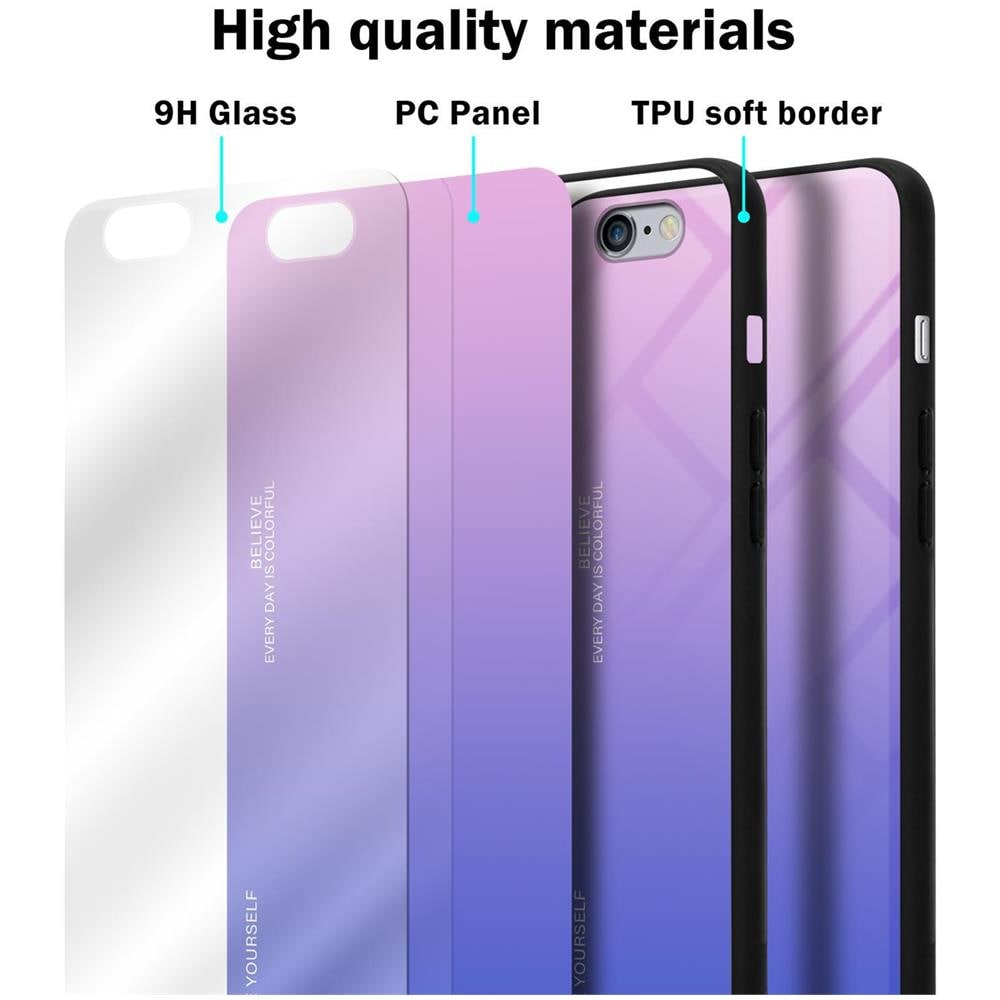Cadorabo Custodia Compatibile Con Apple Iphone 6 Plus / 6s Plus In Rosa - Blu - Coperchio Protettivo Bicolore In Vetro Temperato E Silicone Tpu - Foto 7
