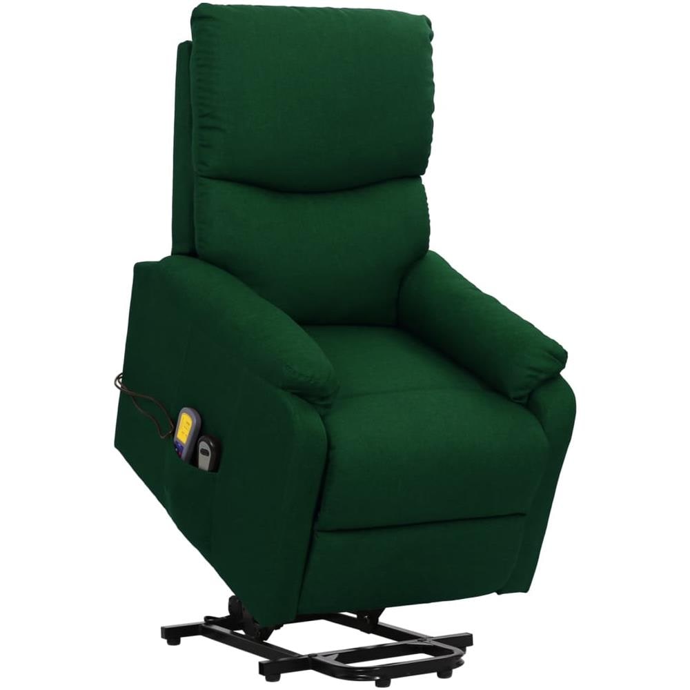 Poltrona Alzapersona Massaggiante Verde Scuro Tessuto - Foto 1