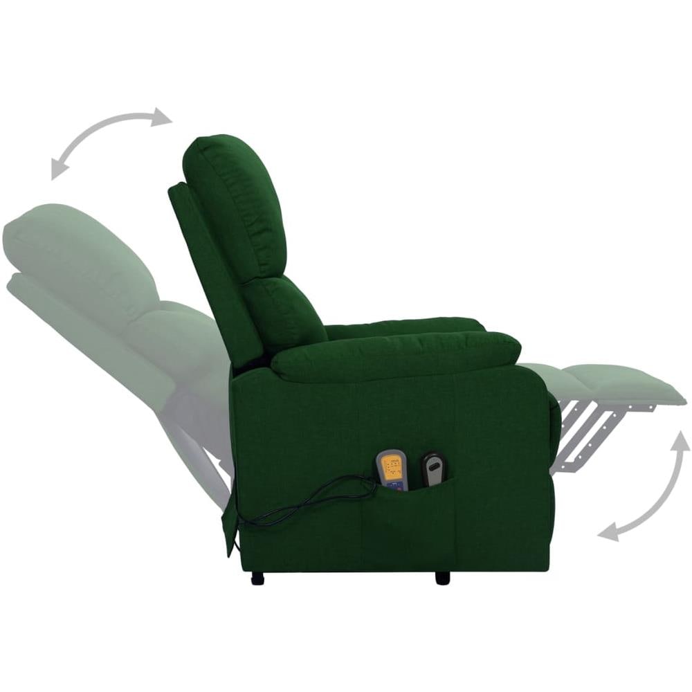 Poltrona Alzapersona Massaggiante Verde Scuro Tessuto - Foto 2