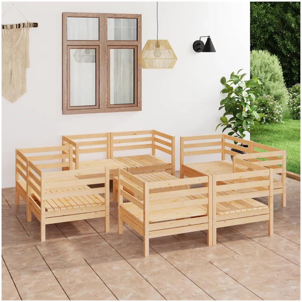 Set Divani Da Giardino 9 Pz In Legno Massello Di Pino - Foto 1