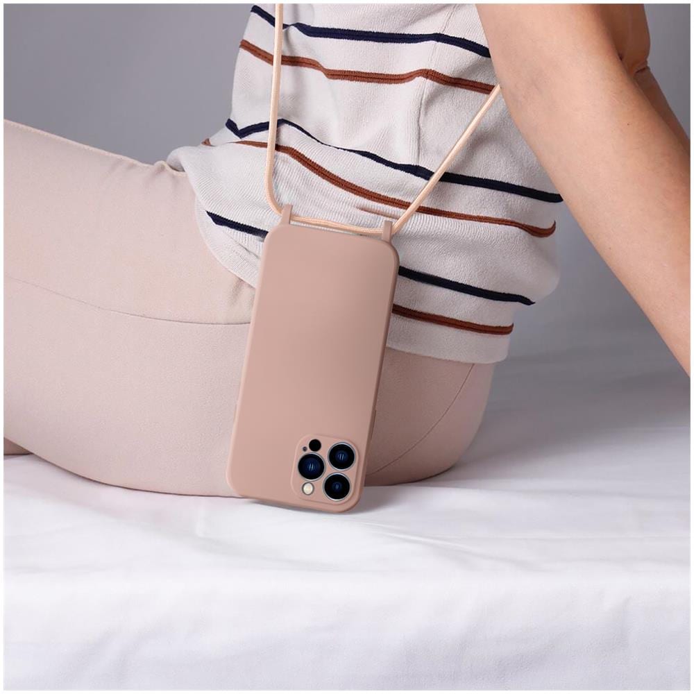 Cover Semirigida Per Iphone 13 Pro Cordino Nylon 80 Cm Rosa Chiaro - Foto 5