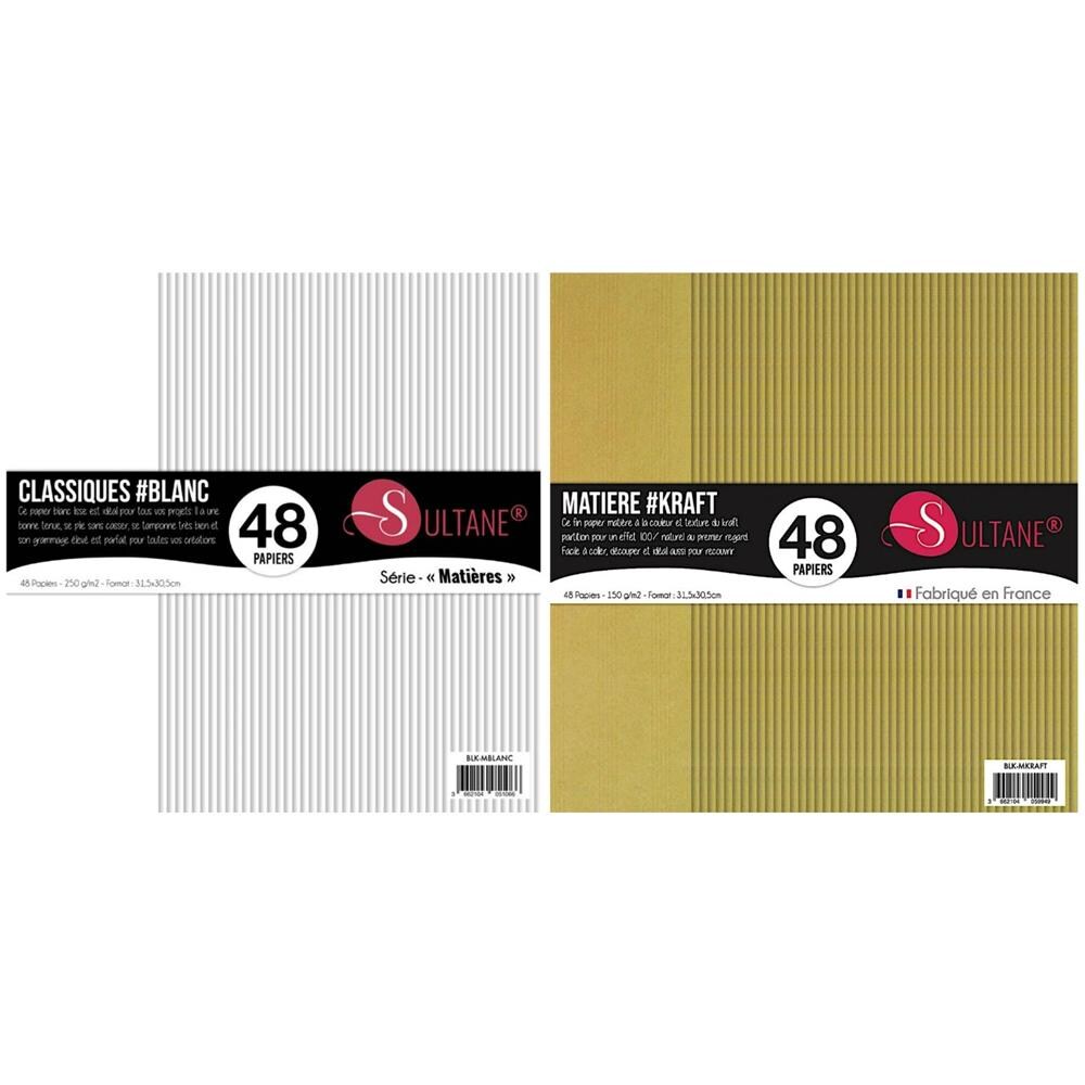 96 Carte Scrapbooking Bianco + Kraft - 300 G / m2 - Foto 1