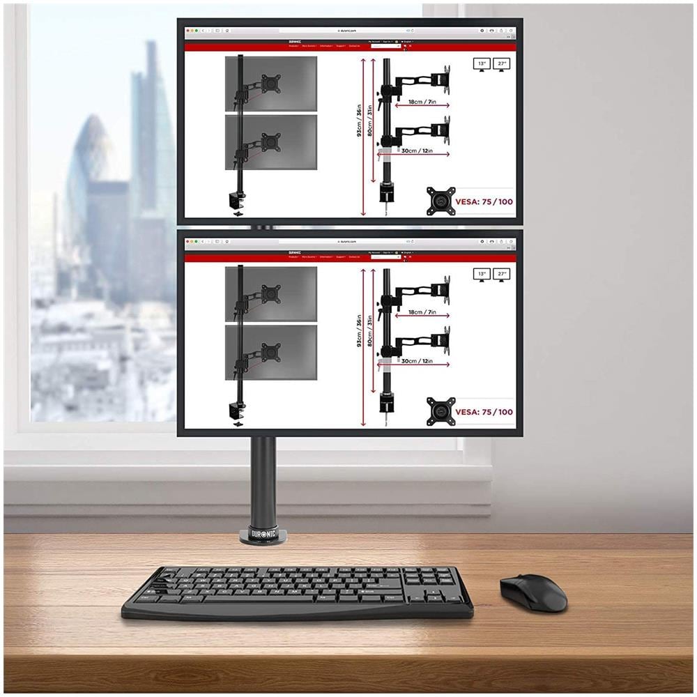 Dm35v2x1 Doppio Supporto Verticale 2 Monitor Da Scrivania Con Morsetto - Lunghezza Staffa 80cm - Altezza Regolabile E Orientabile - Compatibilità Universale Con Schermi Tv Monitor Con Vesa 100*100 - Foto 6