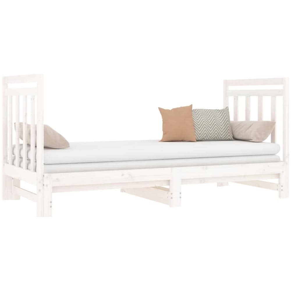 Dormeuse Estraibile Bianca 2x (90x190) Cm Legno Massello Di Pino - Foto 3