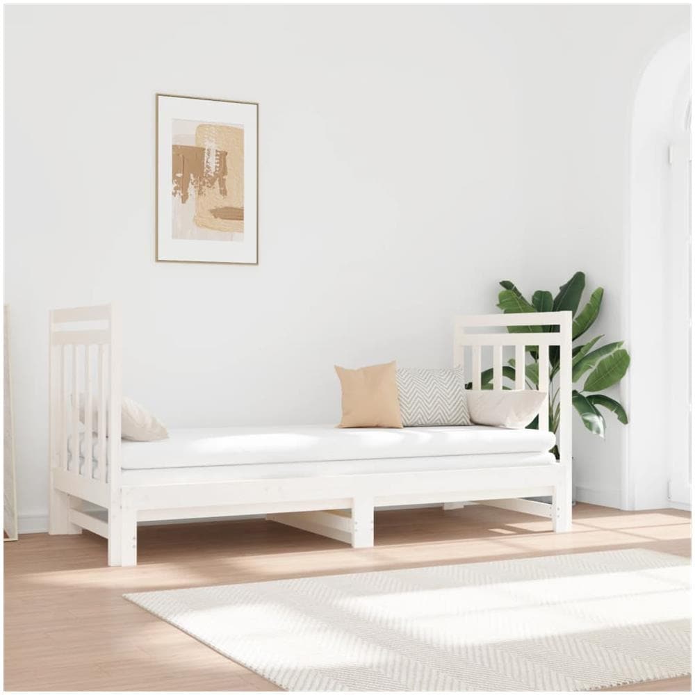 Dormeuse Estraibile Bianca 2x (90x190) Cm Legno Massello Di Pino - Foto 1