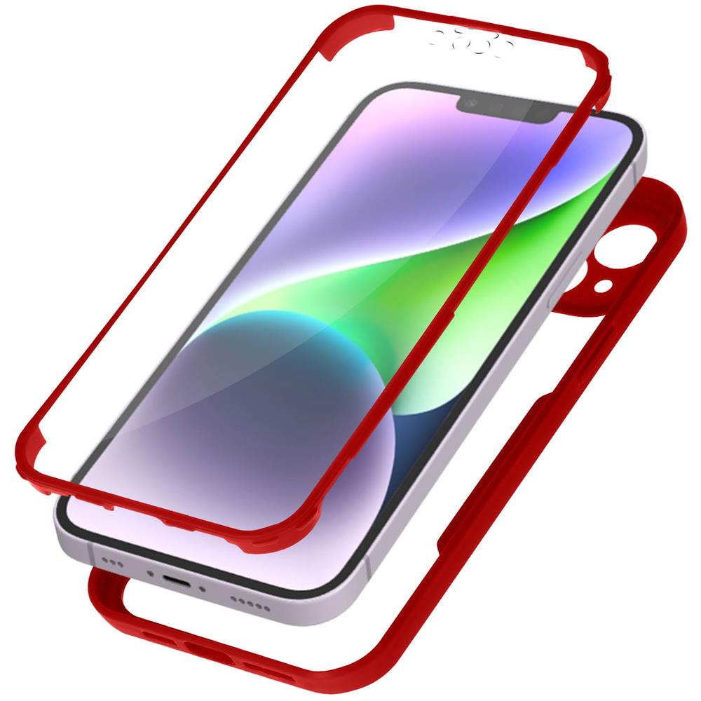 Cover Iphone 14 Plus Retro Plexiglass Fronte Polimero Bordo Rosso - Foto 1