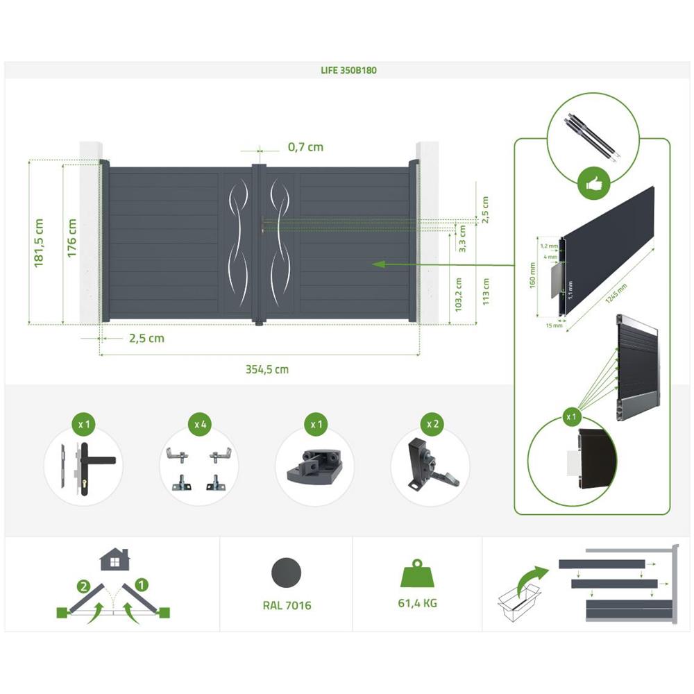 Pack Cancello Battente Life 350b180 + Cancello Life 100p180 - Foto 8