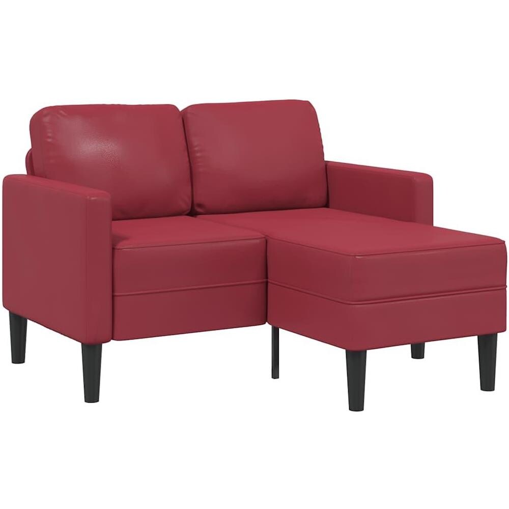 Divano 2 Posti con Chaise a L Rosso Vino 125 cm in Similpelle - Foto 1