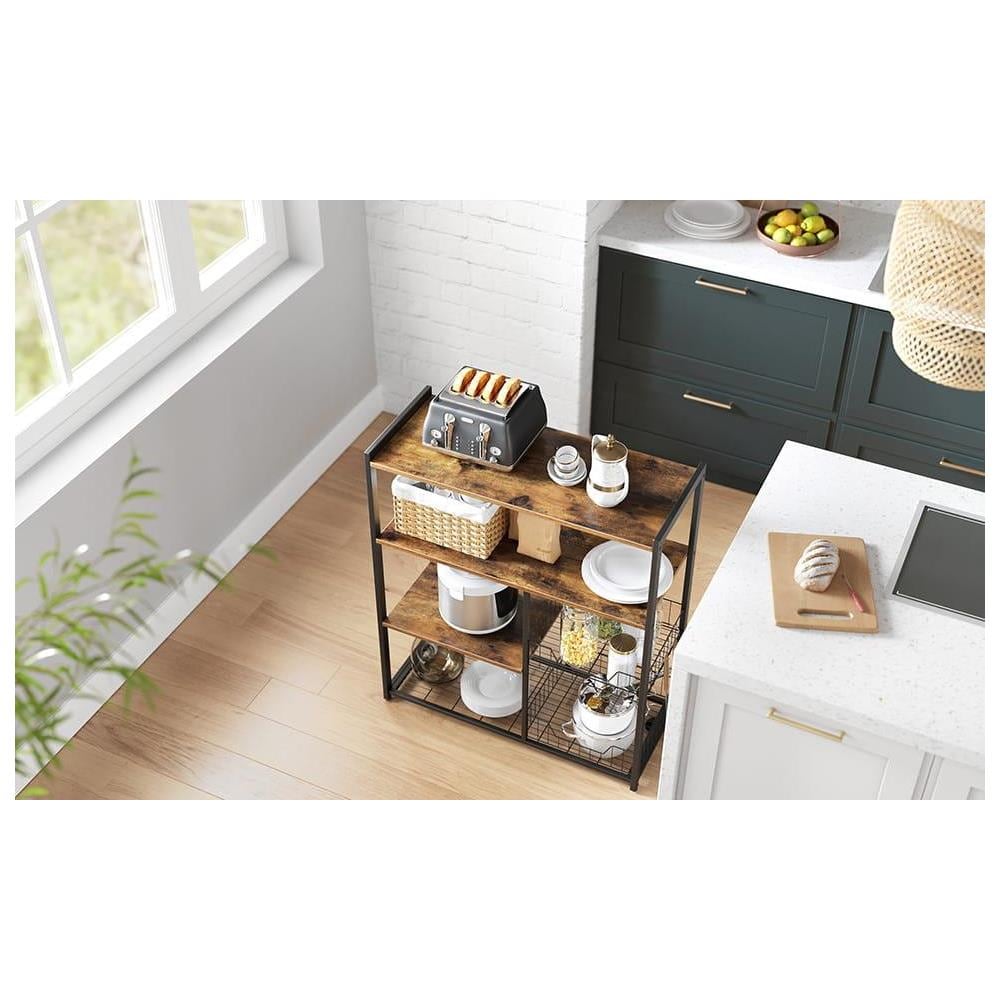 Scaffalatura per isola da cucina stile loft marrone rustico KKS96X - Foto 8