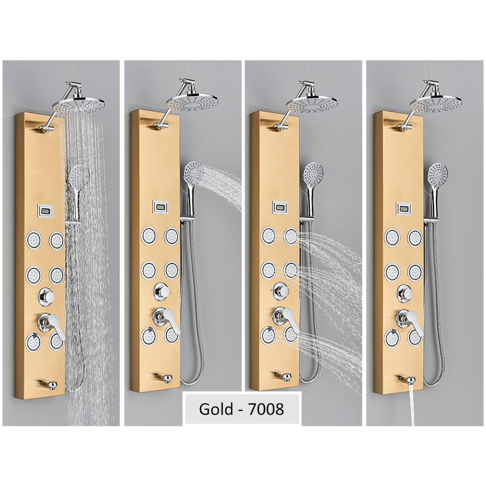 Pannello doccia, Blackswan, modello M7008 oro con soffione, display digitale, bocca e funzioni SPA, dimensioni 111 cm - Foto 4