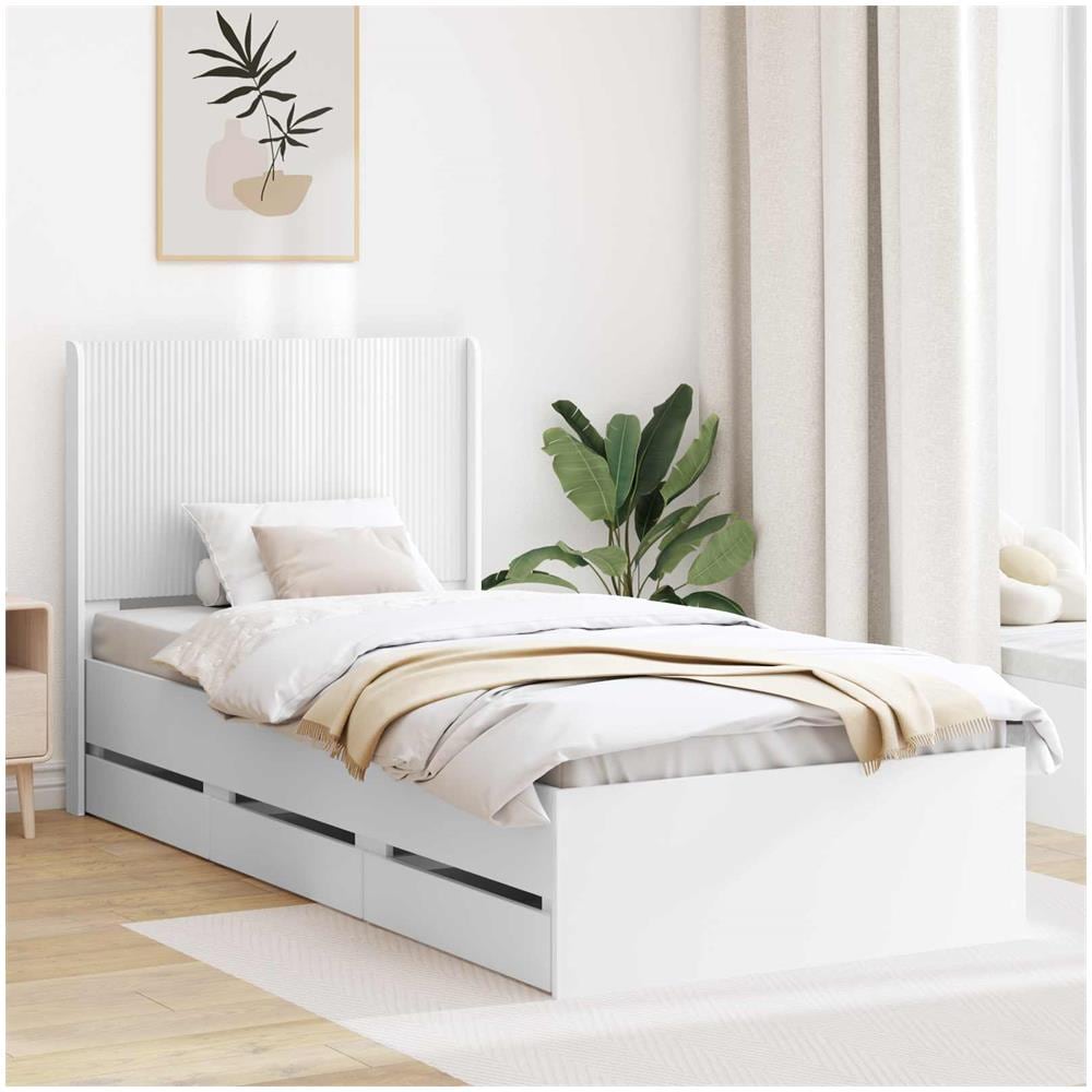 Struttura del letto con stoccaggio e testata Bianco - Foto 1