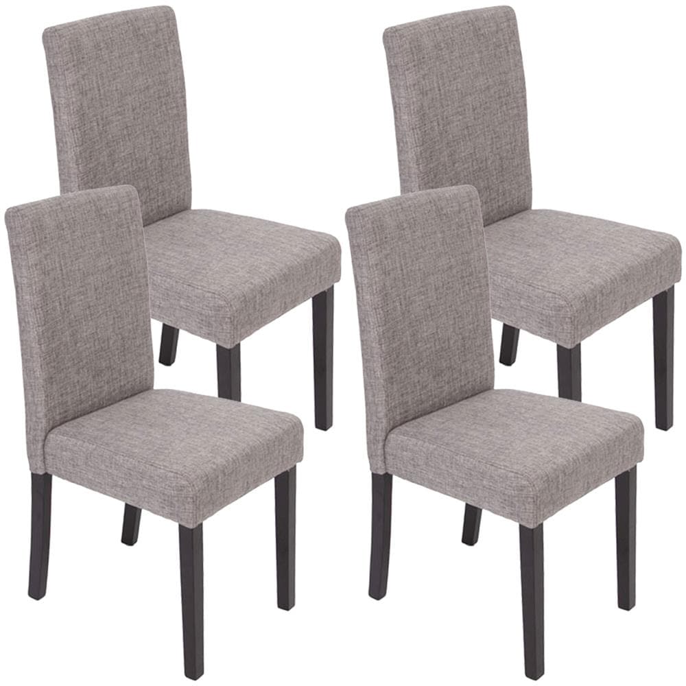 Mendler Set 4x sedie Littau tessuto per sala da pranzo 43x56x90cm grigio scritte piedi scuri