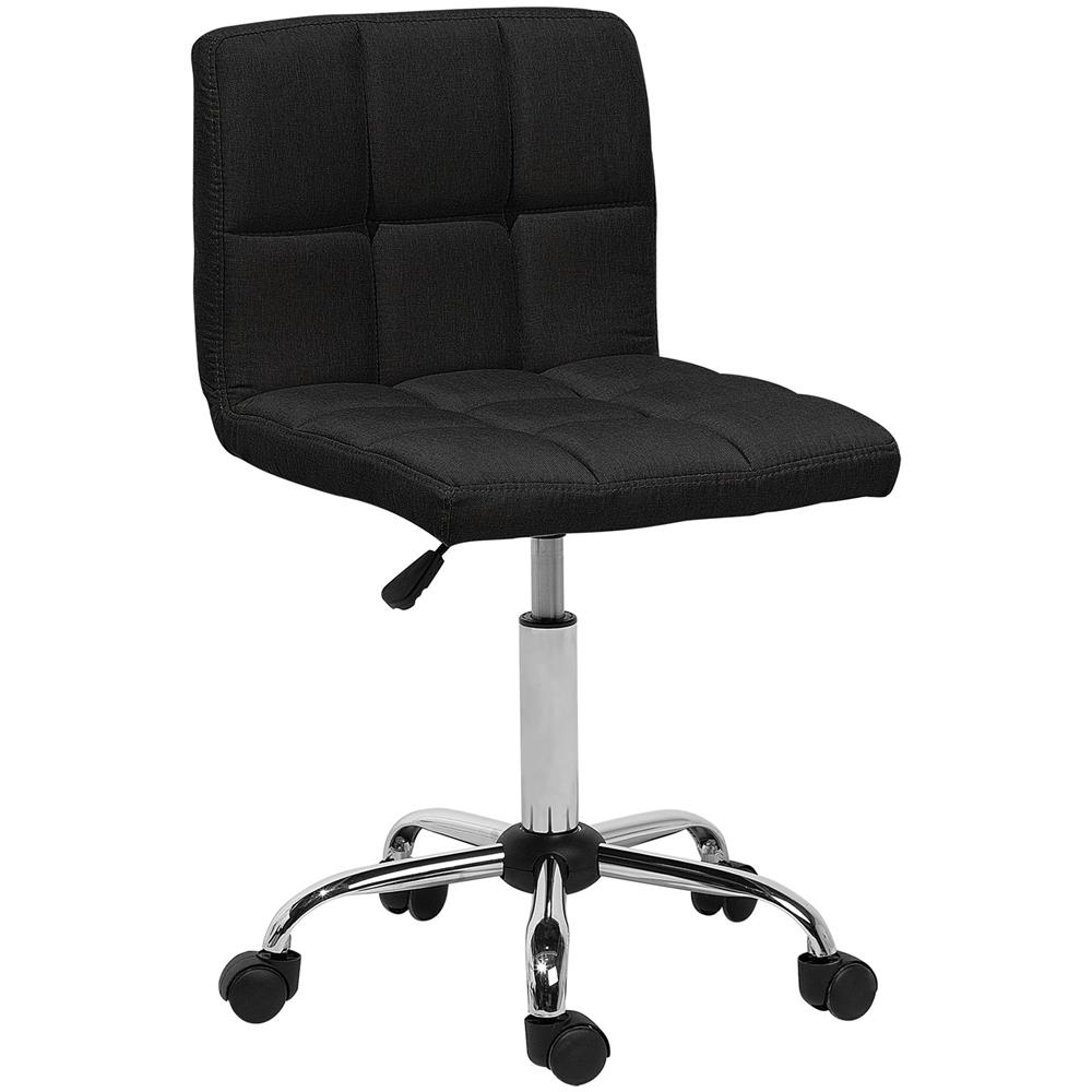 Sedia Sgabello Con Rotelle In Tessuto Nero Marion - Foto 1