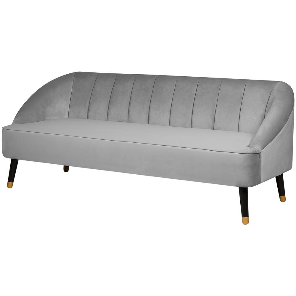 Divano A 3 Posti In Velluto Grigio Chiaro Alsvag - Foto 2