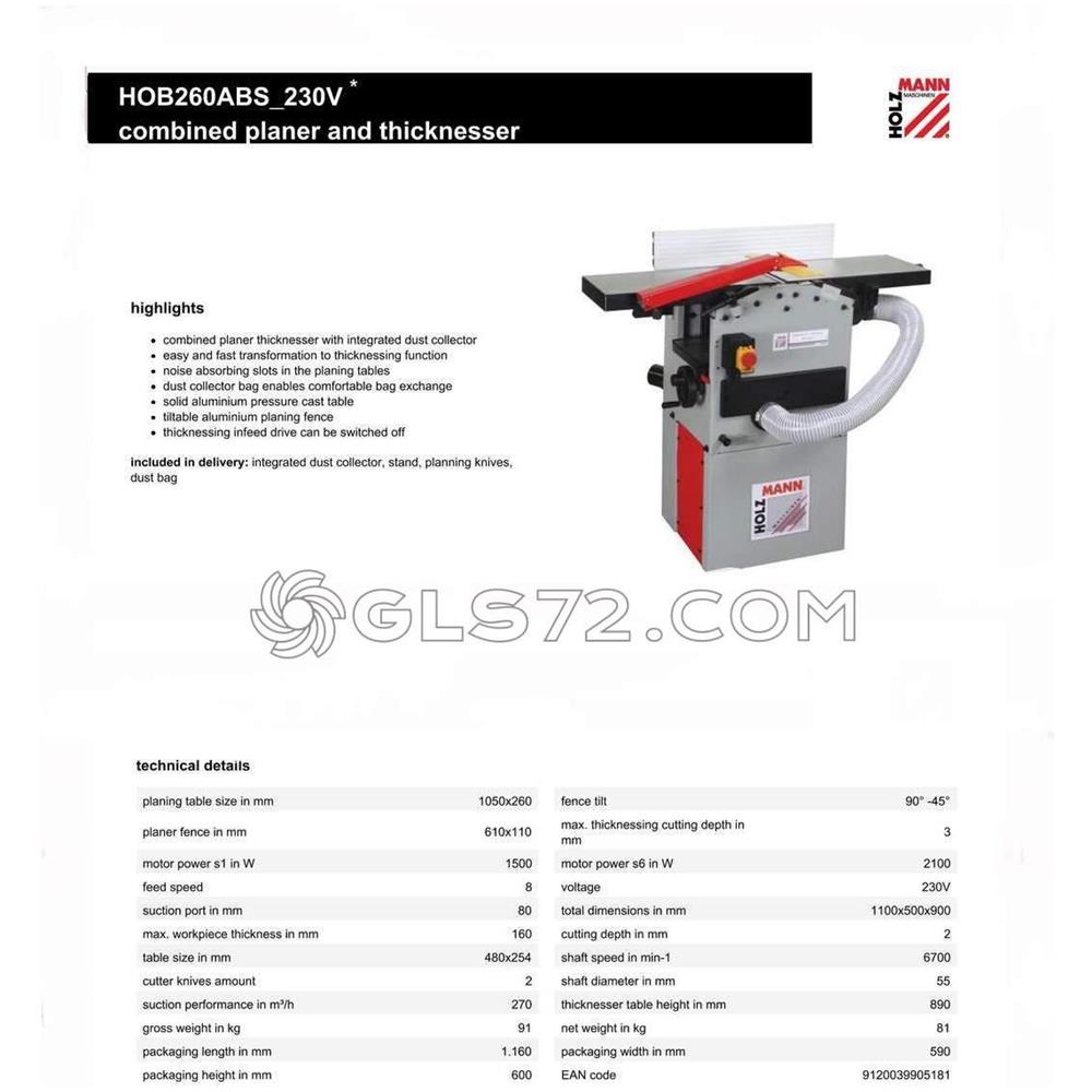 Piallatrice Filo Spessore Combinata Lavorazione Legno Holzmann Hob 260abs 230v - Foto 2
