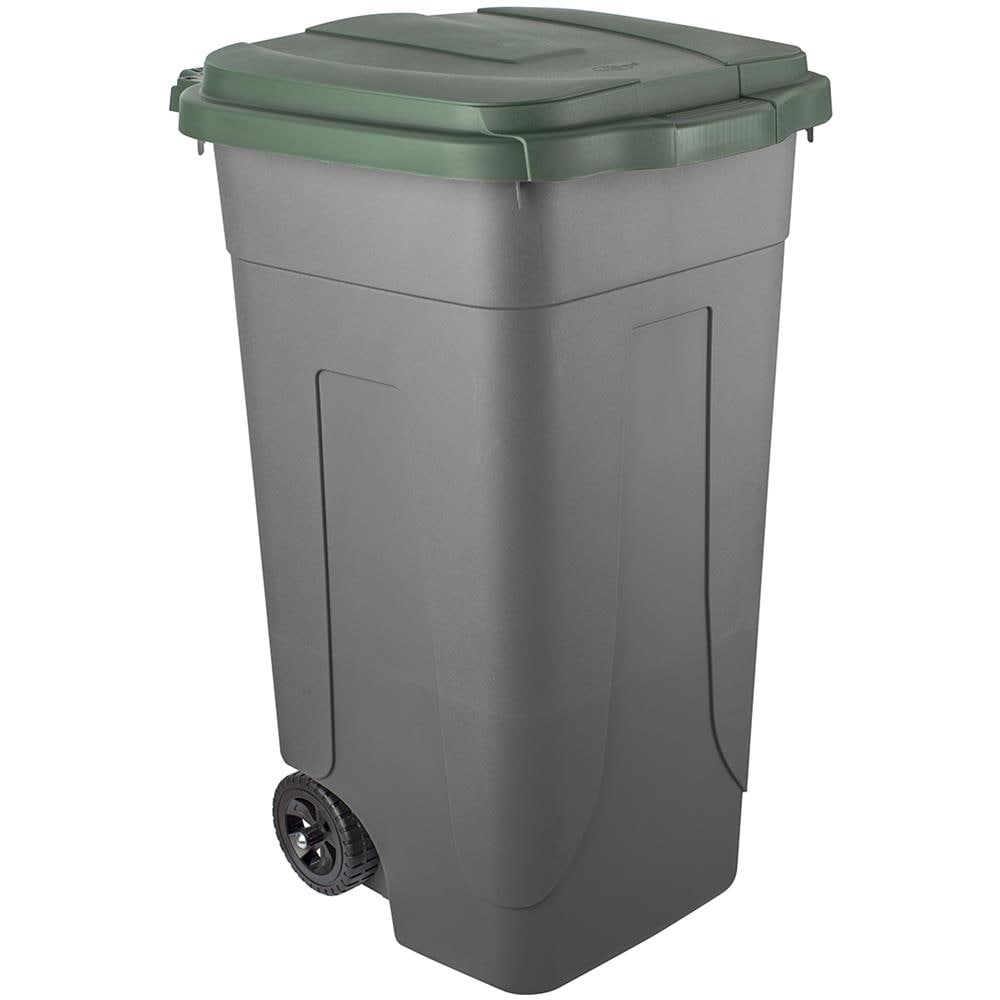 Bidone Carrellato Per Raccolta Differenziata Grigio 80 Litri - Fondo Grigio Con Coperchio Verde - Foto 1
