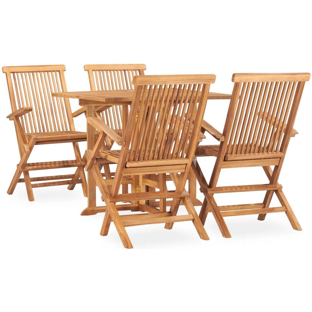 Set Da Pranzo Da Giardino 5 Pz Pieghevole In Massello Di Teak - Foto 1